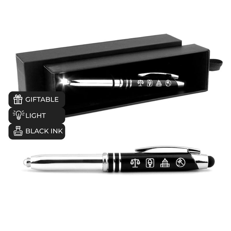 Inkstone Law and Justice Engraved Flashlight Pen with Stylus Tip - Gift for Police Officers, Lawyers, Legal Professionals, Civil Servants, Law Enforcement Gift Ideas - Image 1